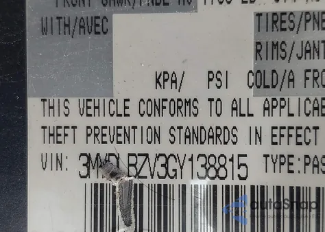 2016 Scion Ia z USA, uszkodzony, nr VIN 3MYDLBZV3GY138815